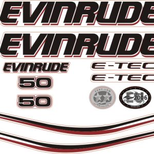 Evinrude 50 Hp siyah Kapaklı kıçtan takma outboard motorlar için Sticker etiket E-tec